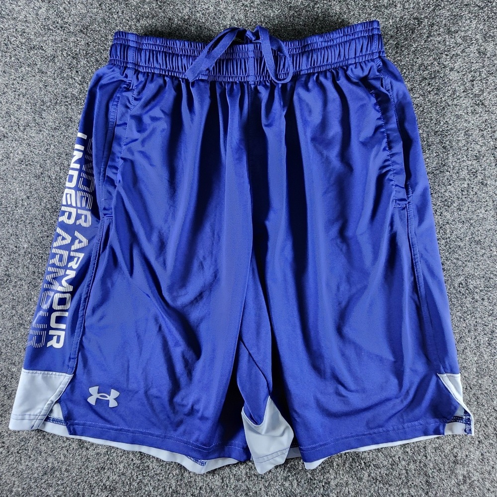 Under Armour Mens Basketball Dazzle Shorts Blue White Loose Fit Large Athletic